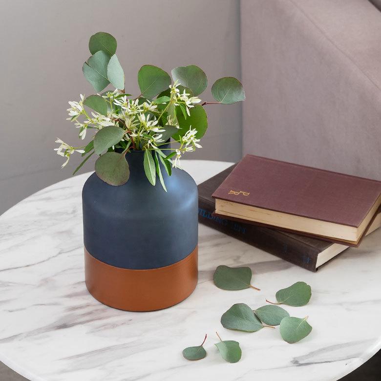 花瓶 フラワー ベース 高さ22cm ボトル ツートンカラー クリア 透明 花びん 花器  ガラス 丸 円柱 生花 グリーン おしゃれ 北欧 リゾート アジアン 雑貨 66898 | ブランド登録なし | 03