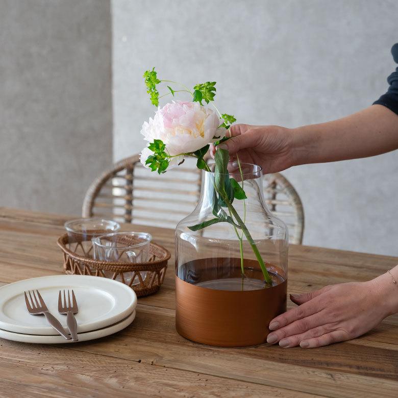 花瓶 フラワー ベース 高さ22cm ボトル ツートンカラー クリア 花瓶 フラワー ベース 高さ22cm ボトル ツートンカラー クリア
