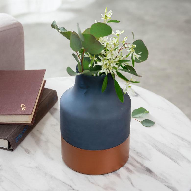 花瓶 フラワー ベース 高さ22cm ボトル ツートンカラー クリア 透明 花びん 花器  ガラス 丸 円柱 生花 グリーン おしゃれ 北欧 リゾート アジアン 雑貨 66898 | ブランド登録なし | 07