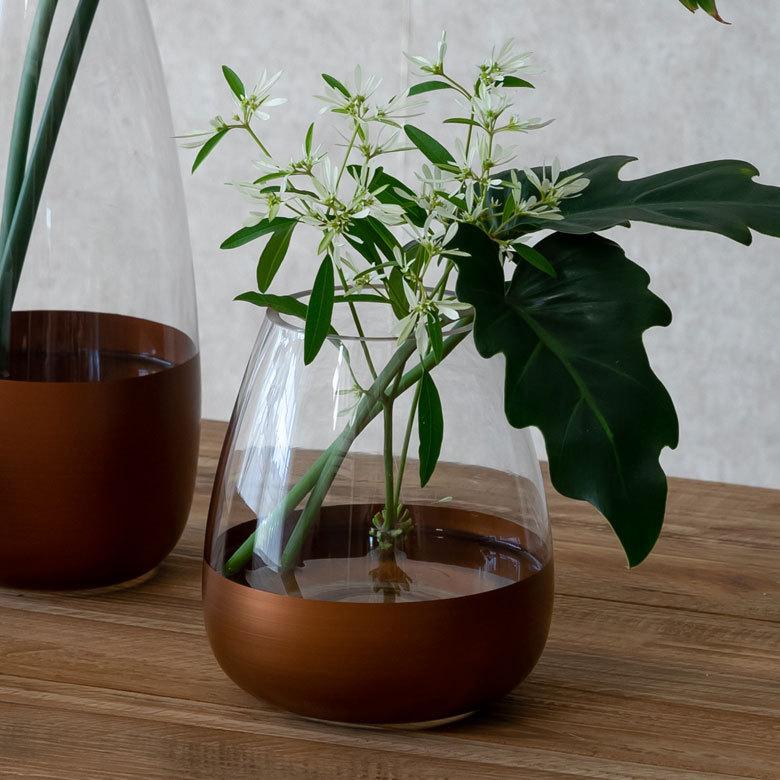 花瓶 フラワー ベース 高さ15.5cm コクーン ツートンカラー クリア 透明 花びん 花器  ガラス 丸 円柱 花 グリーン おしゃれ 北欧 リゾート 西海岸 新生活 66899 | ブランド登録なし | 20