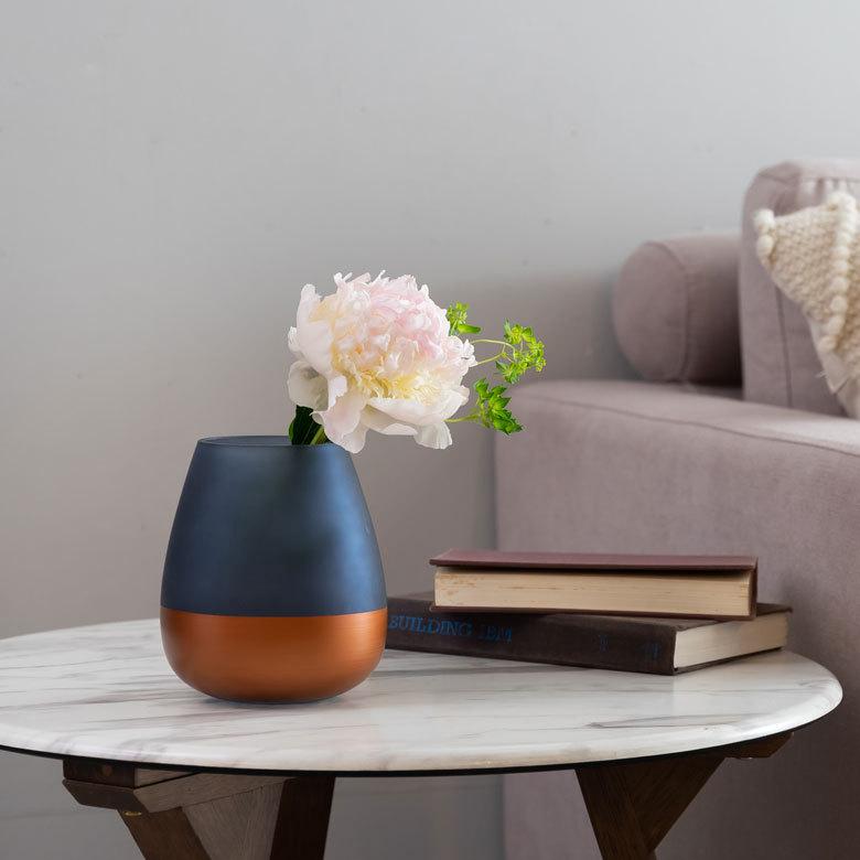 花瓶 フラワー ベース 高さ15.5cm コクーン ツートンカラー クリア 透明 花びん 花器  ガラス 丸 円柱 花 グリーン おしゃれ 北欧 リゾート 西海岸 新生活 66899 | ブランド登録なし | 04