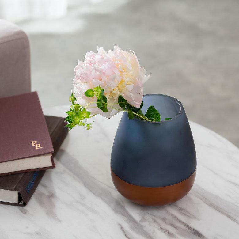 花瓶 フラワー ベース 高さ15.5cm コクーン ツートンカラー クリア 透明 花びん 花器  ガラス 丸 円柱 花 グリーン おしゃれ 北欧 リゾート 西海岸 新生活 66899 | ブランド登録なし | 07