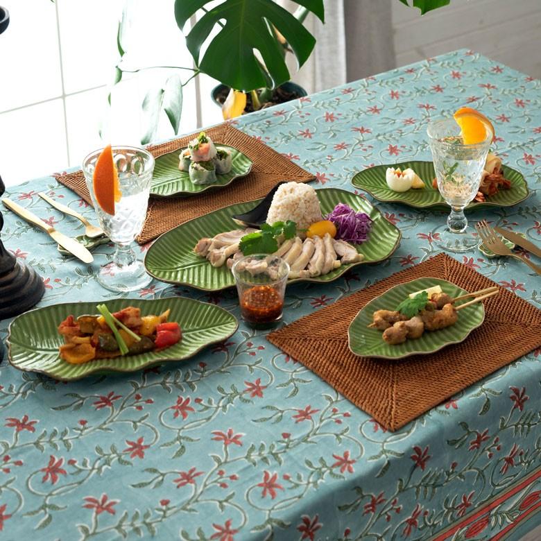 プレート 陶器 バナナリーフ柄 盛り皿 飾り皿 セット 【1枚/2枚/5枚/10枚】 約25.5cm グリーン 食器 キッチン雑貨 アジアン エスニック 66809 | ブランド登録なし | 11