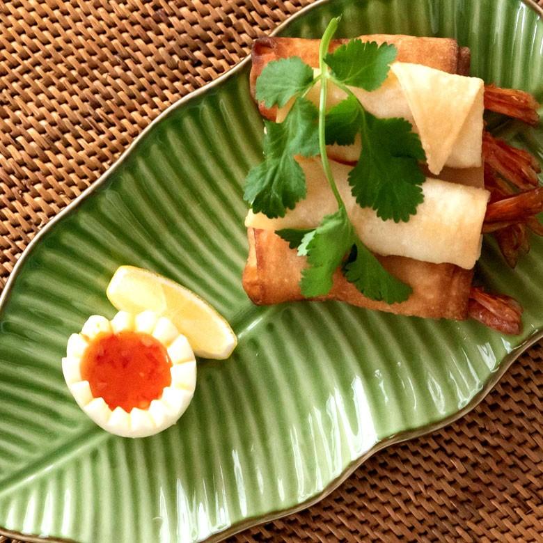 プレート 陶器 バナナリーフ柄 盛り皿 飾り皿 セット 【1枚/2枚/5枚/10枚】 約25.5cm グリーン 食器 キッチン雑貨 アジアン エスニック 66809 | ブランド登録なし | 01