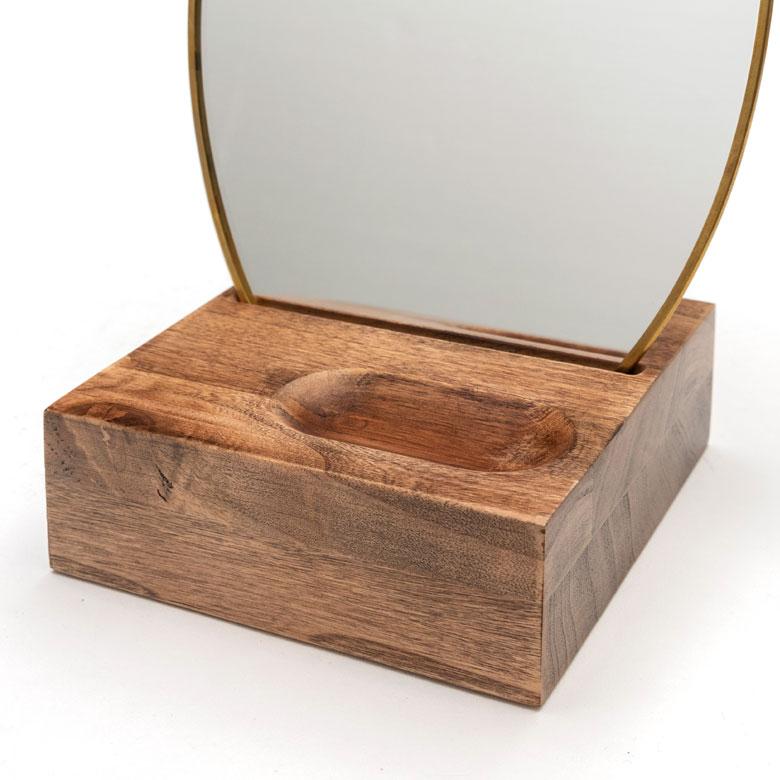 卓上ミラー 楕円形 オーバル型 鏡 真鍮フレーム 天然木 角度調整可 アンティーク調 化粧鏡 おしゃれ メイク 66900 | ELEMENTS（インテリア） | 13