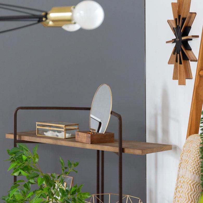 卓上ミラー 楕円形 オーバル型 鏡 真鍮フレーム 天然木 角度調整可 アンティーク調 化粧鏡 おしゃれ メイク 66900 | ELEMENTS（インテリア） | 08