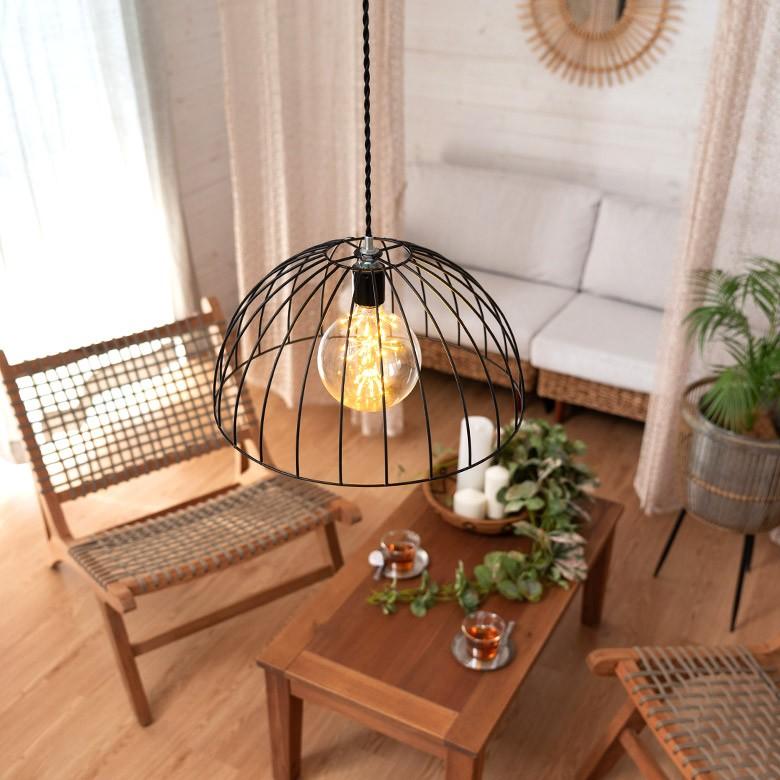 ワイヤー ランプシェード スチール led E26 レトロ 北欧 ダイニング ブラック 照明 照明器具 おしゃれ リビング  1灯 カフェ風 66902 | ELEMENTS（インテリア） | 02