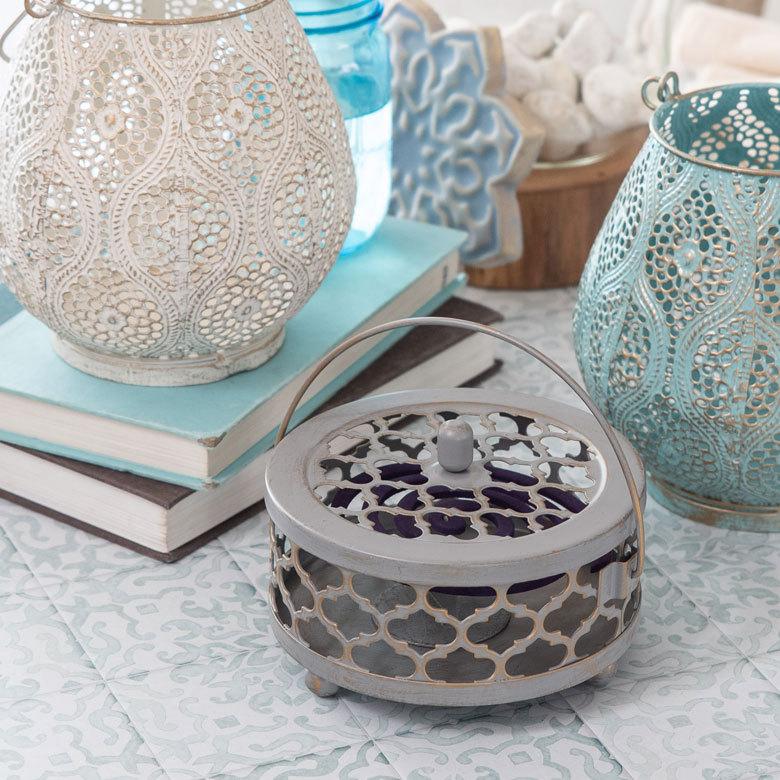 蚊取り 線香 入れ 蓋付き 円形 モロッカン柄 スチール製 ブラック ゴールド シルバー ホルダー 蚊遣り かやり 蚊やり ランタン 西海岸 リゾート  6691 | ELEMENTS（インテリア） | 15