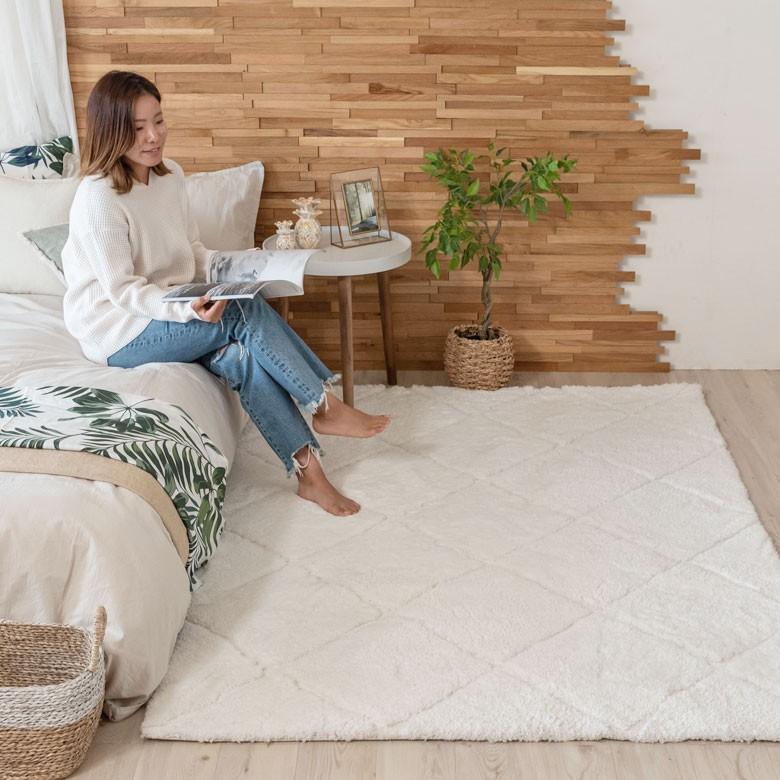 ラグ ラグマット 約 140 × 200 cm ノンスリップ 加工 凹凸 3D 立体ラグ カーペット マット 滑り止め おしゃれ 床暖房対応 ホットカーペット対応 66929 | ブランド登録なし | 03