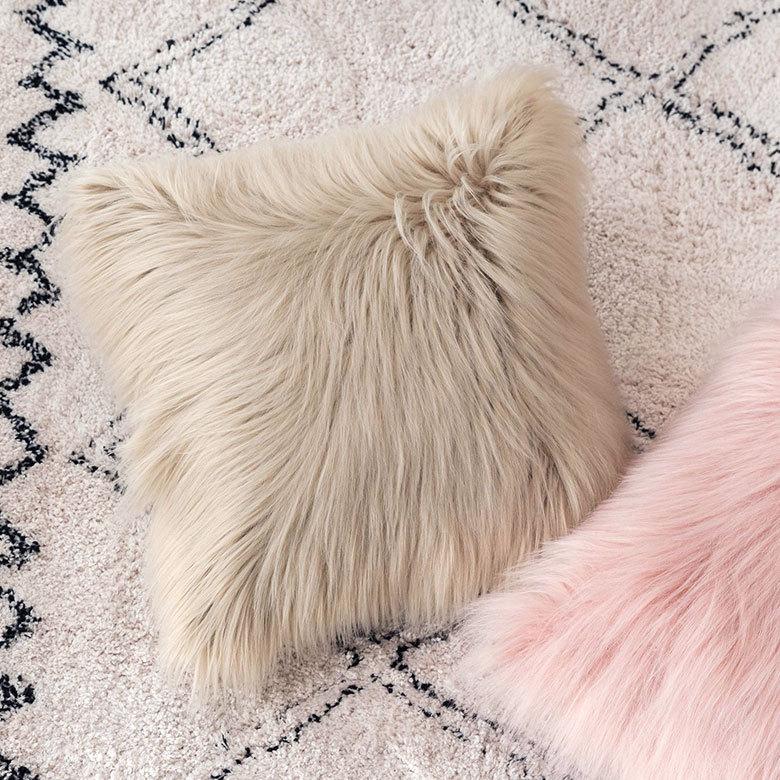 クッションカバー 約45×45cm 正方形 フェイクファー ふわふわ ソファー