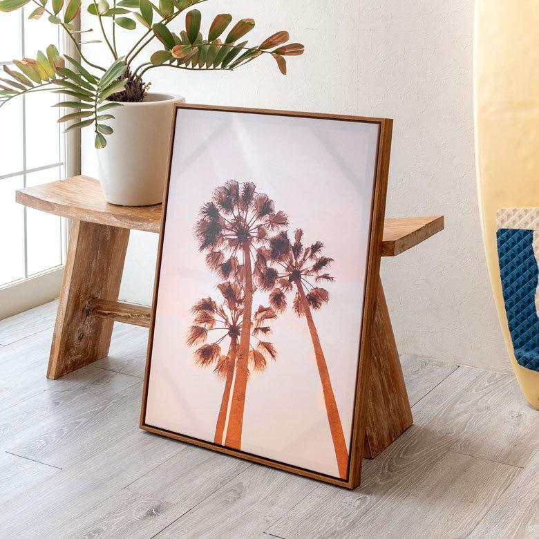 ラタン額縁　植物シルエット　アートプリント ラタン額縁植物シルエットアートプリント