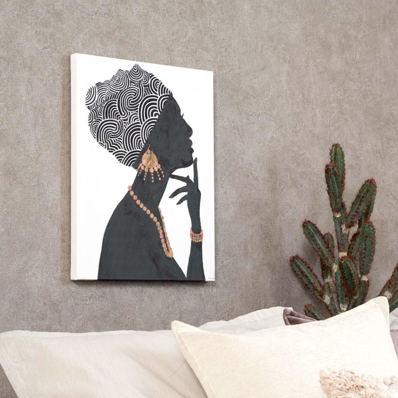 アートパネル 女性 横向き キャンパス 幅37.5cm 高さ50cm アフリカン 絵 アート アート 壁掛 リゾート ウォールデコレーション おしゃれ  ウーマン 66963 | ブランド登録なし | 12