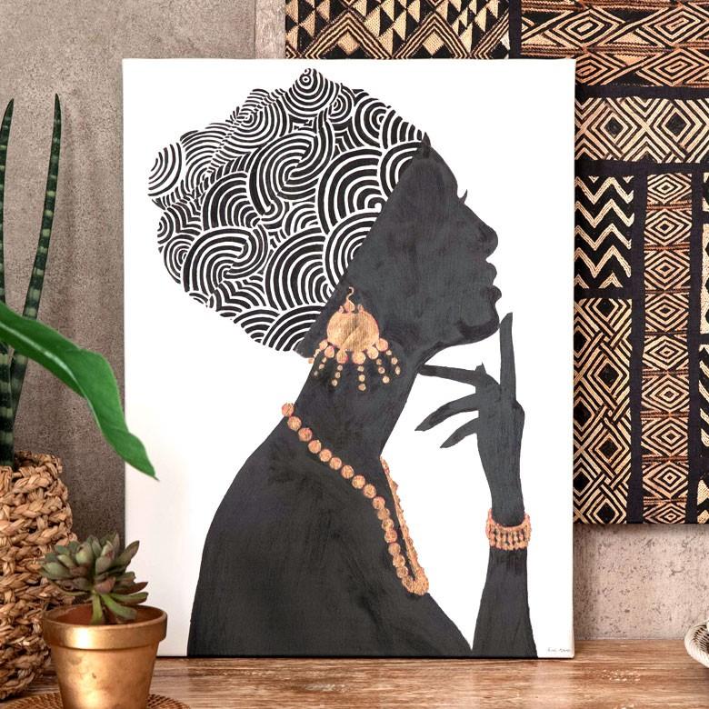 アートパネル 女性 横向き キャンパス 幅37.5cm 高さ50cm アフリカン 絵 アート アート 壁掛 リゾート ウォールデコレーション おしゃれ  ウーマン 66963 | ブランド登録なし | 13