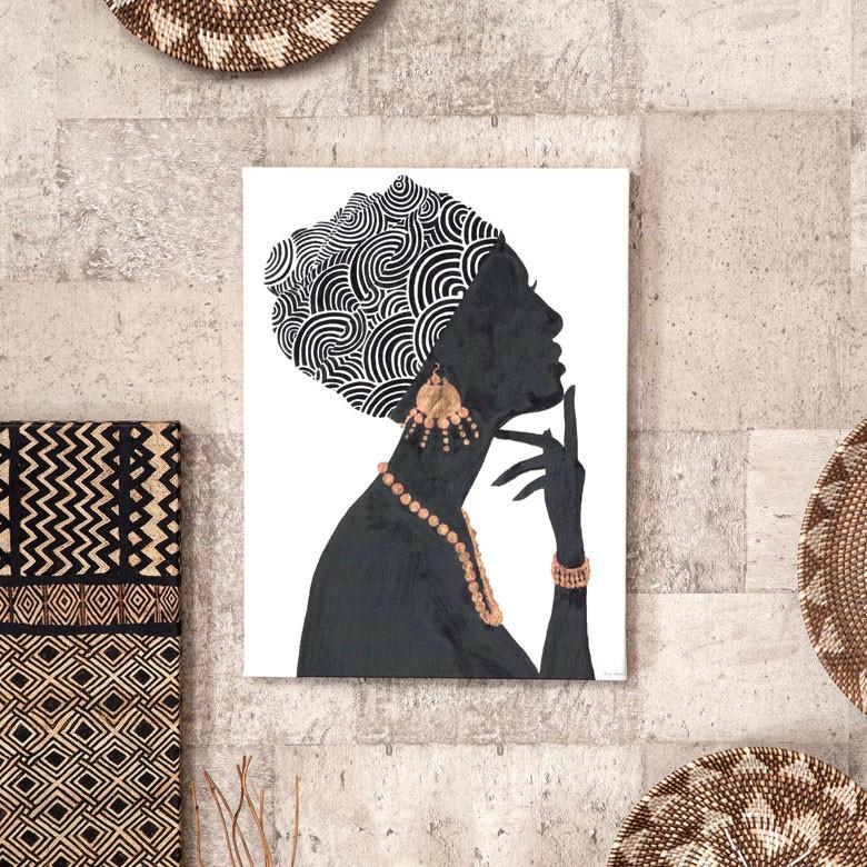 アートパネル 女性 横向き キャンパス 幅37.5cm 高さ50cm アフリカン 絵 アート アート 壁掛 リゾート ウォールデコレーション おしゃれ  ウーマン 66963 | ブランド登録なし | 15