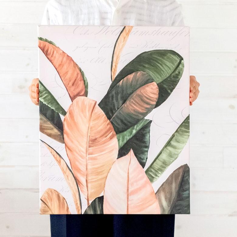アートパネル リーフ ゴムの木 キャンパス 幅40cm 高さ50cm 正方形 グリーン ボタニカル 壁掛け インテリア おしゃれ 北欧 南国 ウォールデコレーション 66974 | ELEMENTS（インテリア） | 03