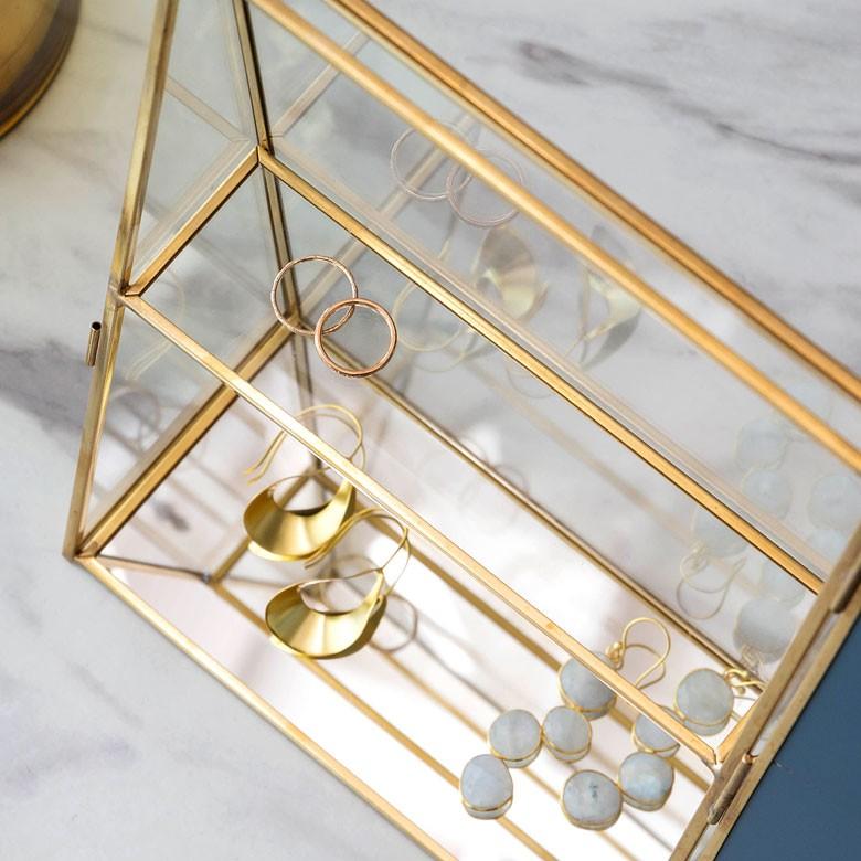 アクセサリーケース ジュエリーボックス 小物入れ アクセサリー ケース 収納 フタ付き ガラス 真鍮 ゴールド ディスプレイ ケース おしゃれ ミラー 鏡 66980 | ELEMENTS（インテリア） | 02