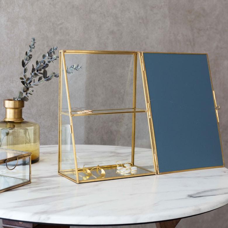 アクセサリーケース ジュエリーボックス 小物入れ アクセサリー ケース 収納 フタ付き ガラス 真鍮 ゴールド ディスプレイ ケース おしゃれ ミラー 鏡 66980 | ELEMENTS（インテリア） | 06