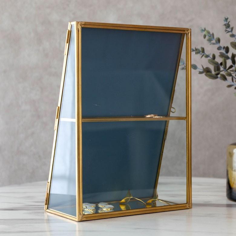 アクセサリーケース ジュエリーボックス 小物入れ アクセサリー ケース 収納 フタ付き ガラス 真鍮 ゴールド ディスプレイ ケース おしゃれ ミラー 鏡 66980 | ELEMENTS（インテリア） | 09