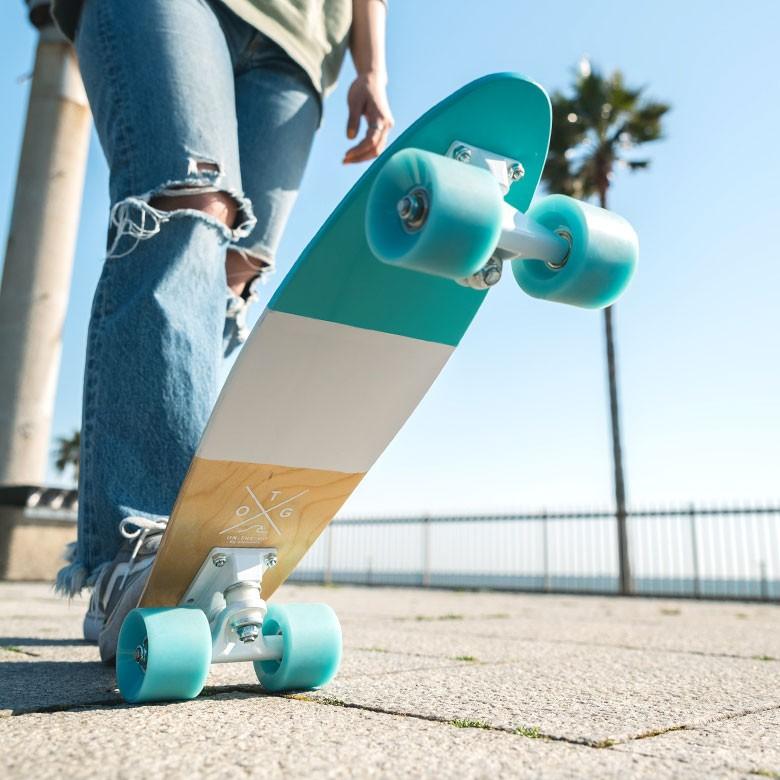 Penny スケートボード 青と白の波模様 スケートボード ミニ クルージング ボード ペニータイプ ブルー