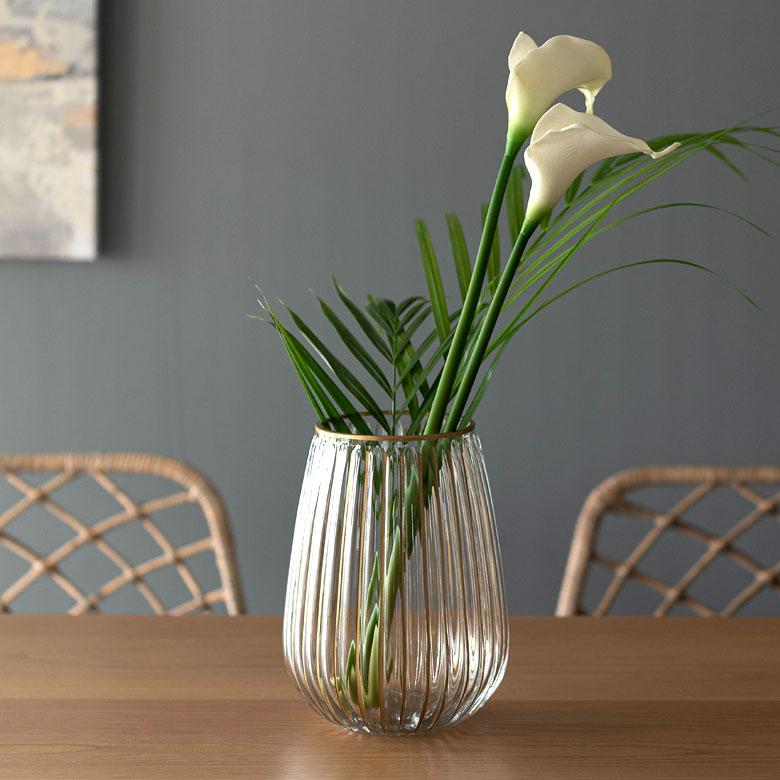 フラワーベース クリア ガラス 花瓶 Mサイズ アンティーク ゴールド 花器 一輪挿し 生花 置き物 北欧 かわいい リゾート アジアン インテリア 66984 | ブランド登録なし | 04