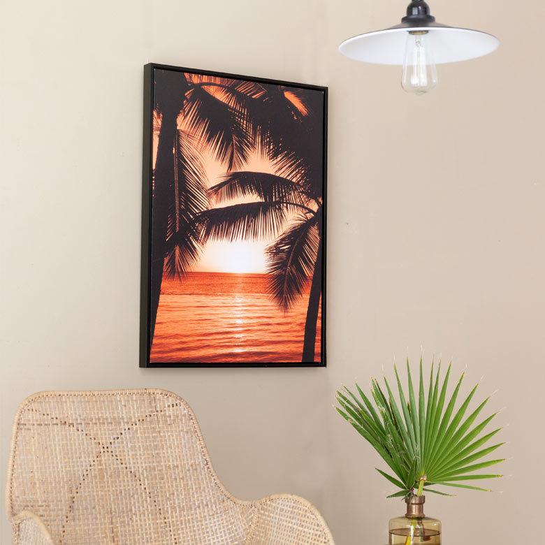 招き猫椰子の木手書きキャンパス