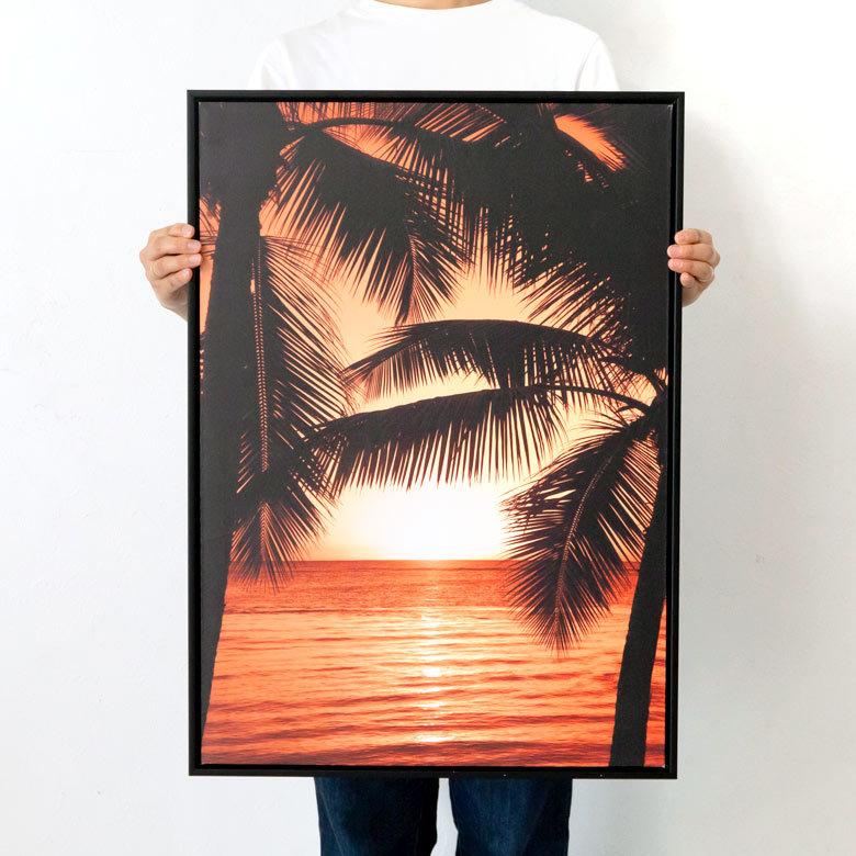 招き猫椰子の木手書きキャンパス