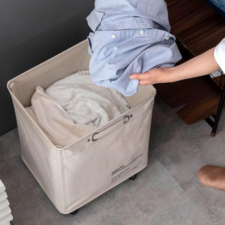 ランドリーバスケット洗濯カゴ キャスター付き 大容量 55L 脱衣かご 収納 収納カゴ ランドリー収納 洗面所 西海岸 おしゃれ かっこいい 66998 | ELEMENTS（インテリア） | 03