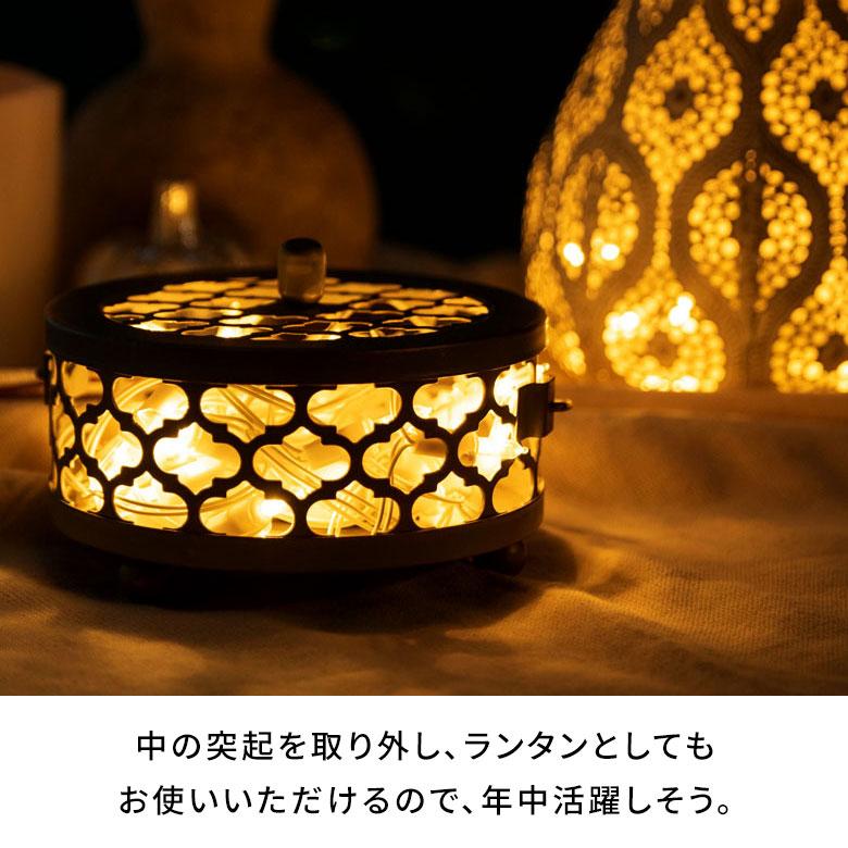 蚊取り 線香 入れ 3個セット 蓋付き 円形 モロッカン柄 スチール製 ブラック ゴールド シルバー ホルダー 蚊遣り かやり 蚊やり ランタン 西海岸 リゾート  669 | ELEMENTS（インテリア） | 12