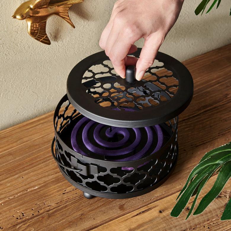 蚊取り 線香 入れ 3個セット 蓋付き 円形 モロッカン柄 スチール製 ブラック ゴールド シルバー ホルダー 蚊遣り かやり 蚊やり ランタン 西海岸 リゾート  669 | ELEMENTS（インテリア） | 13