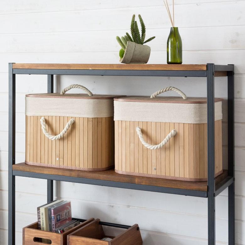 収納ケース おしゃれ バンブーバスケット 収納ボックス かご カゴ 竹製 蓋付き 衣装ケース コンパクト ブラウン ナチュラル ホワイト ランドリーバスケット 66 | ELEMENTS（インテリア） | 14