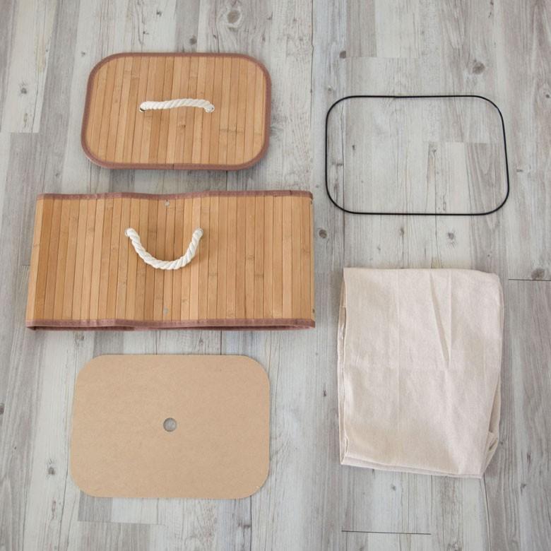 収納ケース おしゃれ バンブーバスケット 収納ボックス かご カゴ 竹製 蓋付き 衣装ケース コンパクト ブラウン ナチュラル ホワイト ランドリーバスケット 66 | ELEMENTS（インテリア） | 18