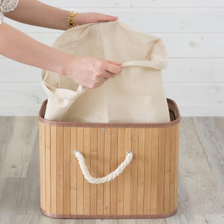 収納ケース おしゃれ バンブーバスケット 収納ボックス かご カゴ 竹製 蓋付き 衣装ケース コンパクト ブラウン ナチュラル ホワイト ランドリーバスケット 66 | ELEMENTS（インテリア） | 23