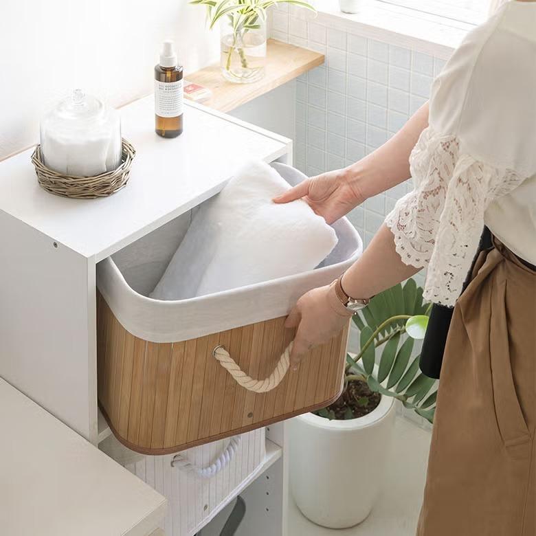 バンブーバスケット Sスタンダード 洗濯かご コンパクト 19L 洗面所 収納 おもちゃ 小物入れ 整理整頓 ゴミ箱 ストッカー おしゃれ 北欧 リゾート インテリア 66 | ELEMENTS（インテリア） | 02