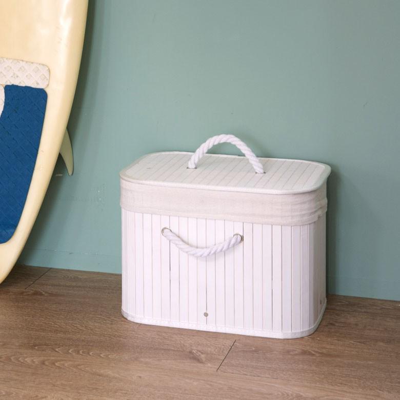 収納ケース おしゃれ バンブーバスケット 収納ボックス かご カゴ 竹製 蓋付き 衣装ケース コンパクト ブラウン ナチュラル ホワイト ランドリーバスケット 66 | ELEMENTS（インテリア） | 10