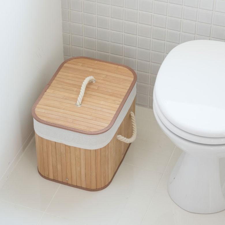 収納ケース おしゃれ バンブーバスケット 収納ボックス かご カゴ 竹製 蓋付き 衣装ケース コンパクト ブラウン ナチュラル ホワイト ランドリーバスケット 66 | ELEMENTS（インテリア） | 12