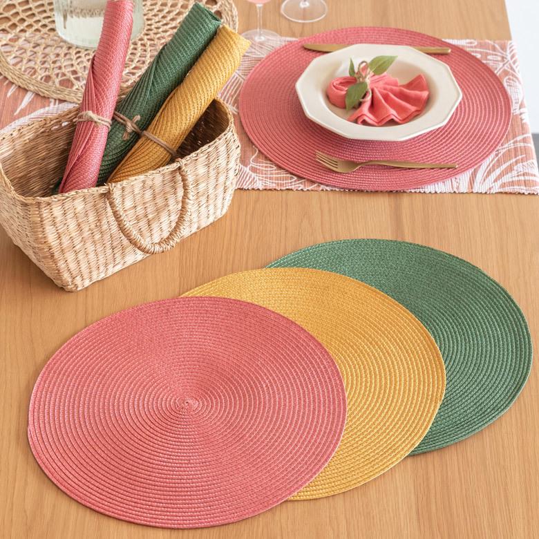 ランチョンマット おしゃれ テーブルウェア 水洗い 和 モダン 丸 正円 ラウンド プレイス マット 1枚 トロピカル カラフル カラー 全3色 Riche リッシュ 67001 | ELEMENTS（インテリア） | 20