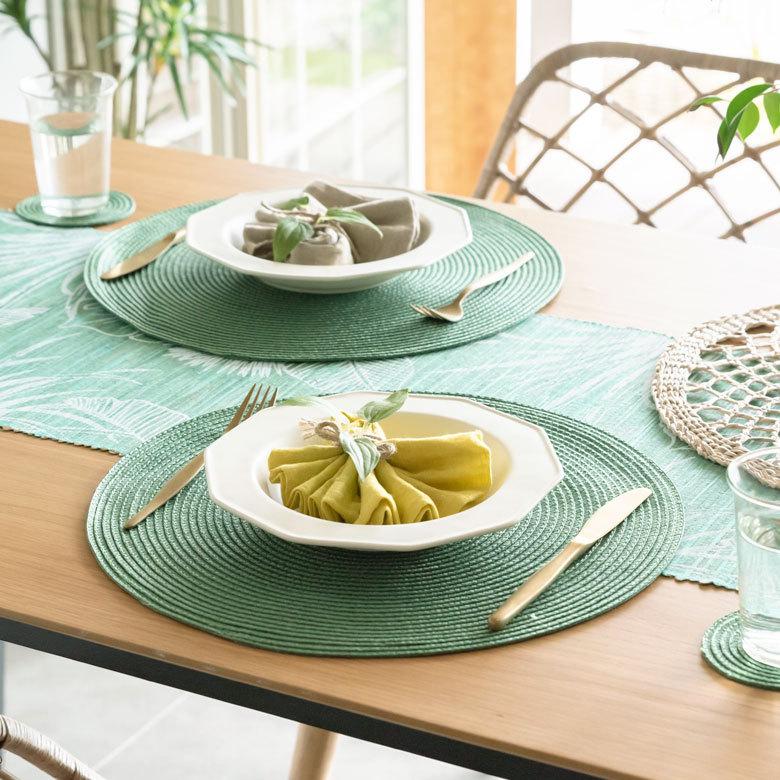 ランチョンマット おしゃれ テーブルウェア 水洗い 和 モダン 丸 正円 ラウンド プレイス マット 1枚 トロピカル カラフル カラー 全3色 Riche リッシュ 67001 | ELEMENTS（インテリア） | 06