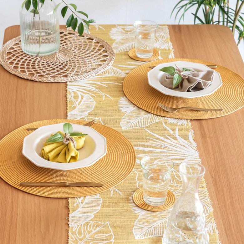 ランチョンマット おしゃれ テーブルウェア 水洗い 和 モダン 丸 正円 ラウンド プレイス マット 1枚 トロピカル カラフル カラー 全3色 Riche リッシュ 67001 | ELEMENTS（インテリア） | 09