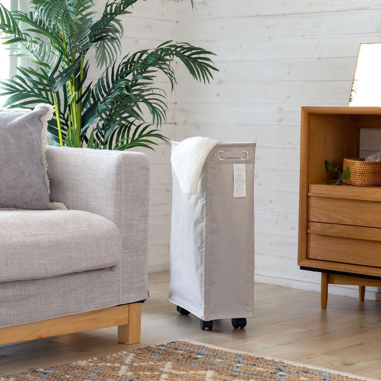 ランドリー バスケット ボックス ワゴン キャスター付き スリム 約20cm 脱衣 洗濯 かご  収納 洗濯物入れ 大容量  おしゃれ 北欧 ナチュラル 西海岸 67010 | ブランド登録なし | 12