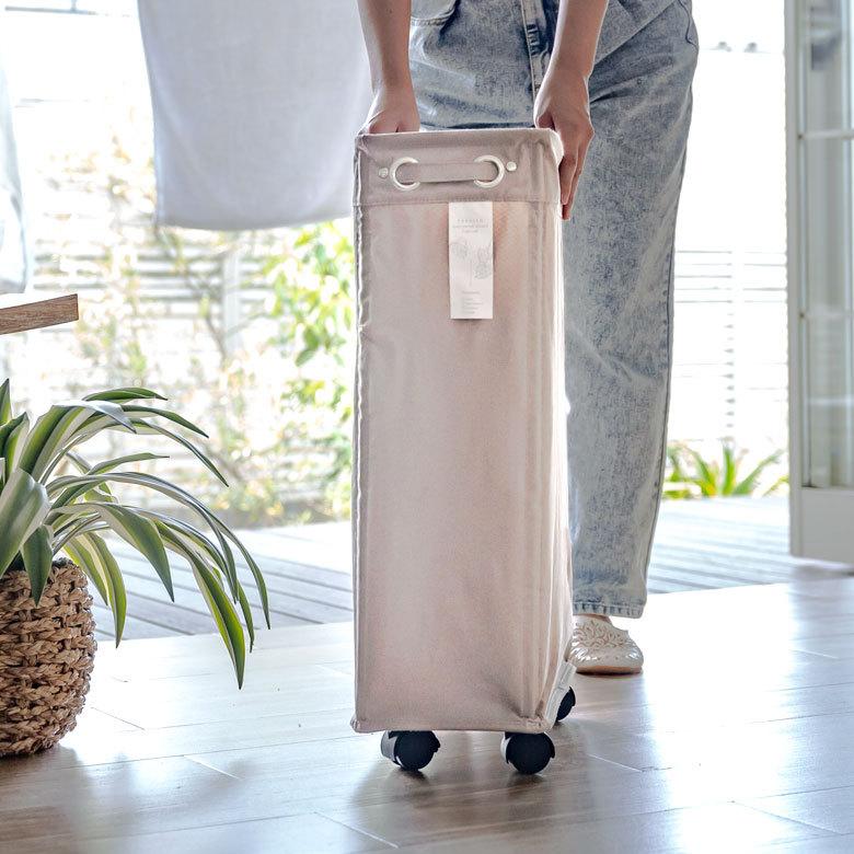 ランドリー バスケット ボックス ワゴン キャスター付き スリム 約20cm 脱衣 洗濯 かご  収納 洗濯物入れ 大容量  おしゃれ 北欧 ナチュラル 西海岸 67010 | ブランド登録なし | 18