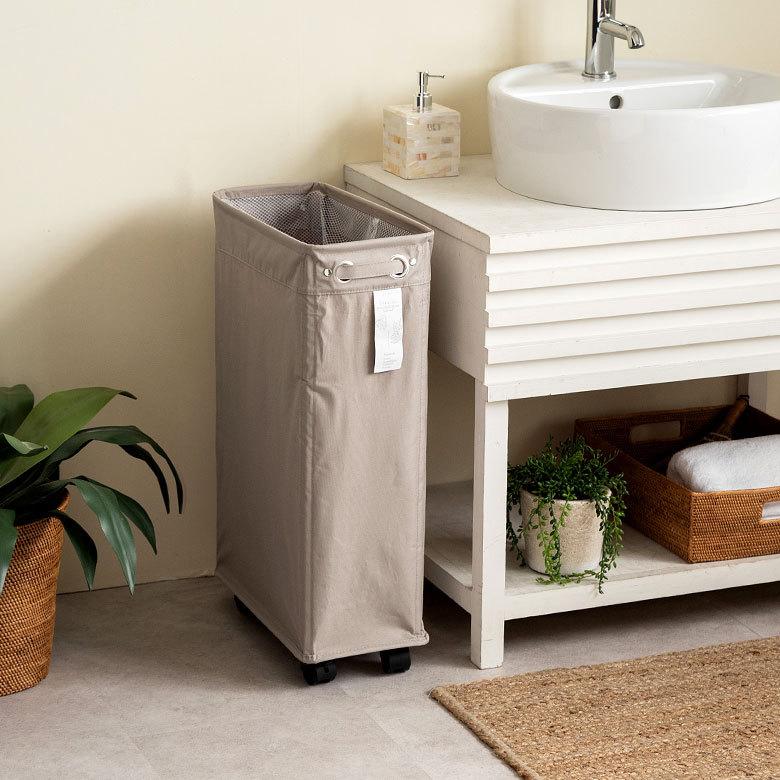 ランドリー バスケット ボックス ワゴン キャスター付き スリム 約20cm 脱衣 洗濯 かご  収納 洗濯物入れ 大容量  おしゃれ 北欧 ナチュラル 西海岸 67010 | ブランド登録なし | 19