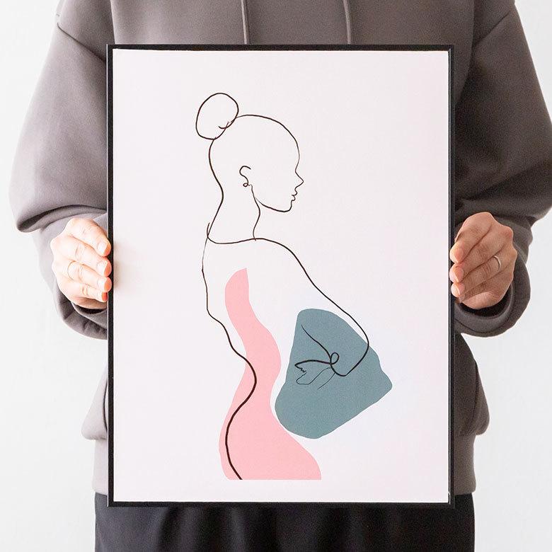 アートパネル  線画 人物 イメージ 女性 イラスト 約30cm×40cm フレーム付き 北欧 リゾート 西海岸風 壁掛け インテリア おしゃれ 67015 | ブランド登録なし | 06