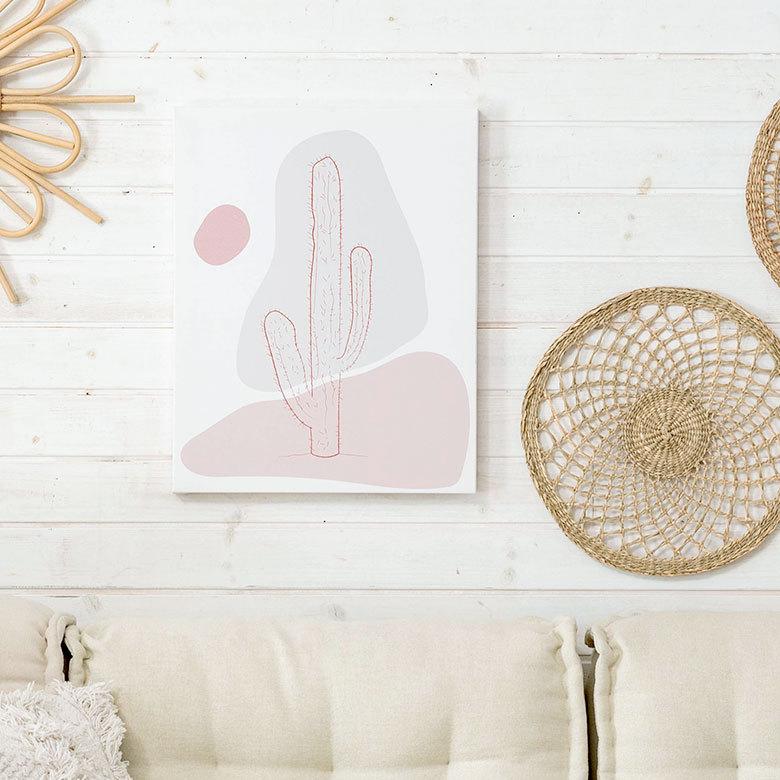 アートパネル ラインアート サボテン 多肉 キャンパス パネル 約 W 40cm D 50cm H 2.7cm 抽象的 植物 アート キャンパスアート ファブリック調 絵画 67024 | ブランド登録なし | 11