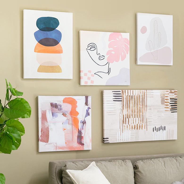 アートパネル ラインアート サボテン 多肉 キャンパス パネル 約 W 40cm D 50cm H 2.7cm 抽象的 植物 アート キャンパスアート ファブリック調 絵画 67024 | ブランド登録なし | 17