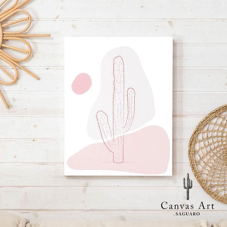 アートパネル ラインアート サボテン 多肉 キャンパス パネル 約 W 40cm D 50cm H 2.7cm 抽象的 植物 アート キャンパスアート ファブリック調 絵画 67024 | ブランド登録なし | 18