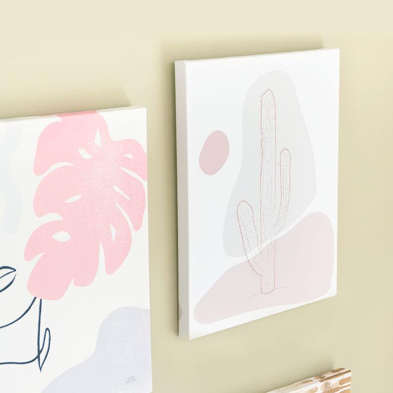 アートパネル ラインアート サボテン 多肉 キャンパス パネル 約 W 40cm D 50cm H 2.7cm 抽象的 植物 アート キャンパスアート ファブリック調 絵画 67024 | ブランド登録なし | 03