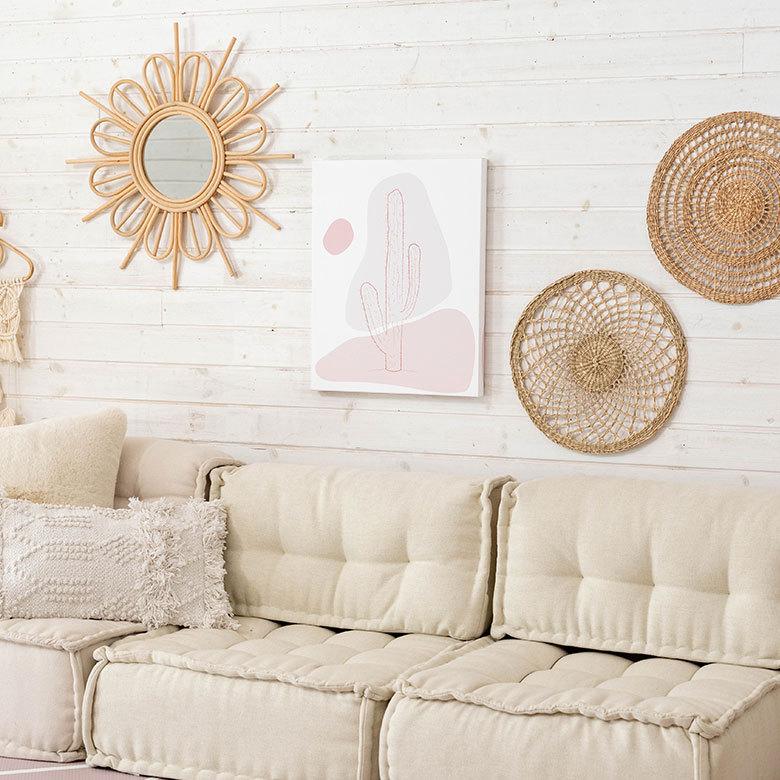 アートパネル ラインアート サボテン 多肉 キャンパス パネル 約 W 40cm D 50cm H 2.7cm 抽象的 植物 アート キャンパスアート ファブリック調 絵画 67024 | ブランド登録なし | 04