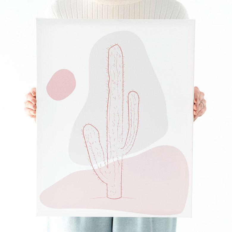 アートパネル ラインアート サボテン 多肉 キャンパス パネル 約 W 40cm D 50cm H 2.7cm 抽象的 植物 アート キャンパスアート ファブリック調 絵画 67024 | ブランド登録なし | 06