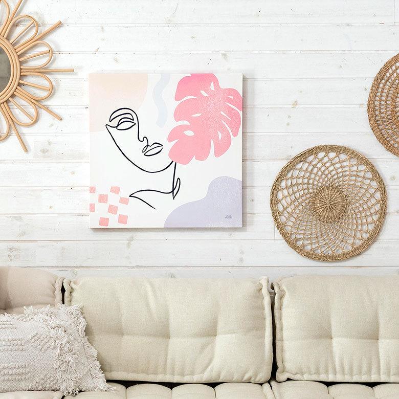 アートパネル ラインアート イメージ画 キャンパス パネル 約 W 50cm D 50cm H 2.7cm 抽象的 人物 植物 アート ファブリック調 絵画 壁掛け 67025 | ブランド登録なし | 11