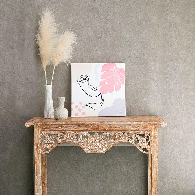 アートパネル ラインアート イメージ画 キャンパス パネル 約 W 50cm D 50cm H 2.7cm 抽象的 人物 植物 アート ファブリック調 絵画 壁掛け 67025 | ブランド登録なし | 12